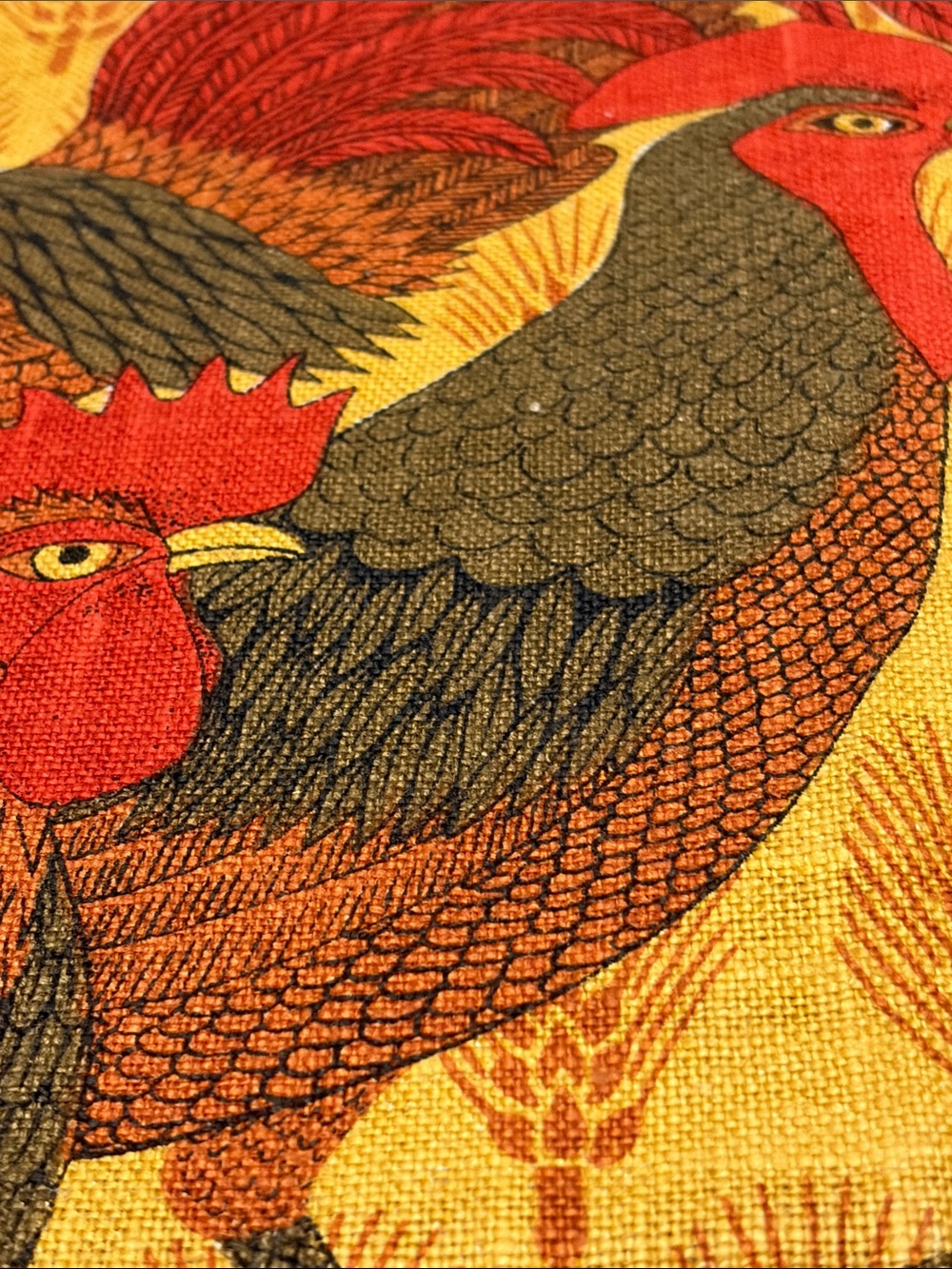 Vintage Linen Tea Towel - Lois Long - Rooster Mid Century Wall Art / Decor - Picture 7 of 7